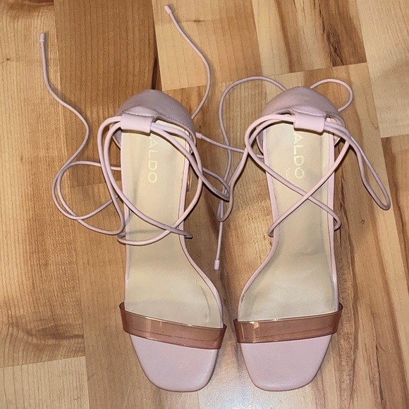 Aldo Blush Pink Lace-Up Heels - Picture 1 of 4